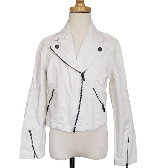 Girl's Sz 8 Polo Ralph Lauren White Asymmetrical Zip Moto Denim Spring Jacket - Picture 3 of 13